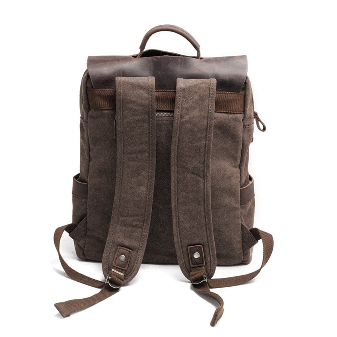 Sac à dos en toile vintage "OG" couleur gris foncé vu de derrière - Gentcreate