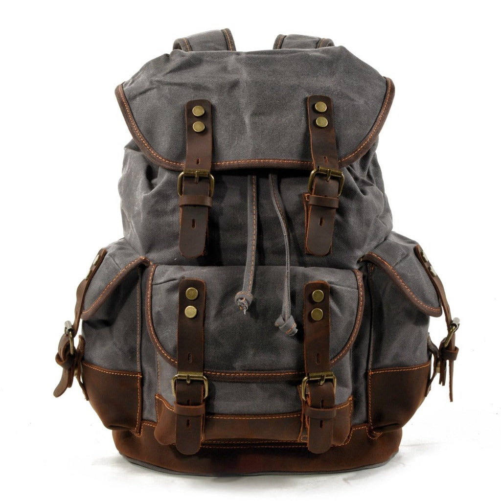 are leather backpacks waterproof Waterproof Canvas Backpack, Gray