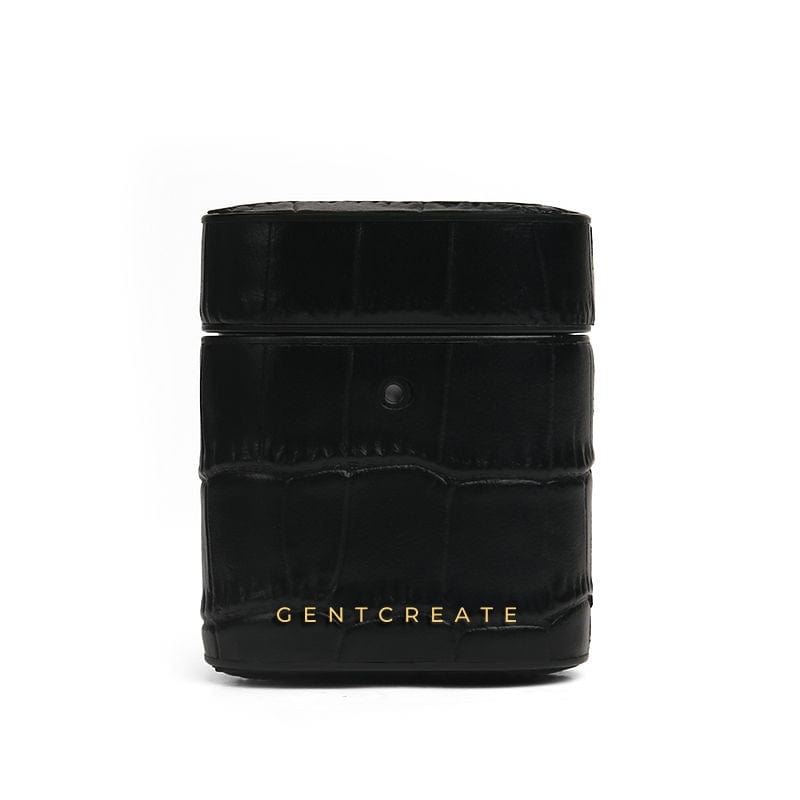 Black Matt Leather Airpods Case By Gentcreate