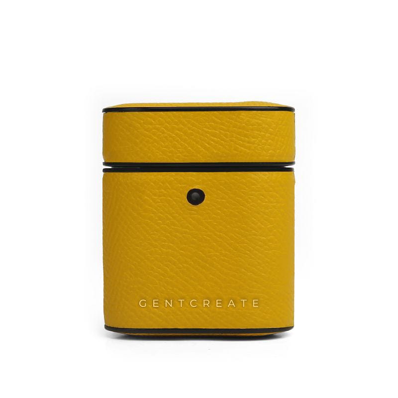 Yellow Leather Airpods Case Epsom Pattern By GENTCREATE.jpg