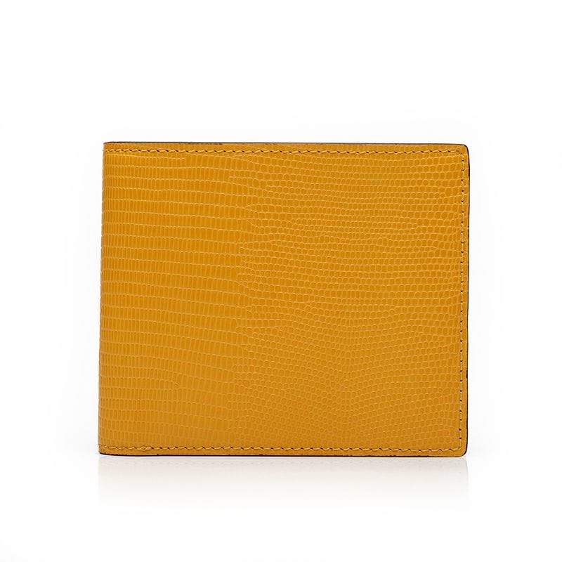 Yellow Leather Bifold Wallet Lizard Pattern By Gentcreate