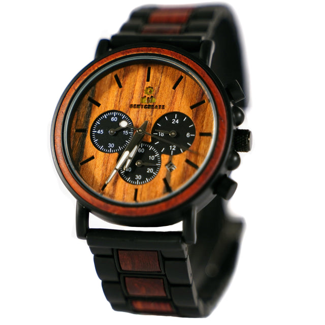 Montre en bois foncé en bambou "Suaviter"