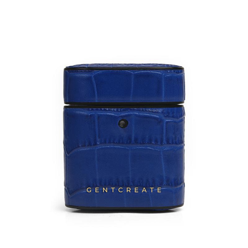 Blue Matt Leather Airpods Case By Gentcreate