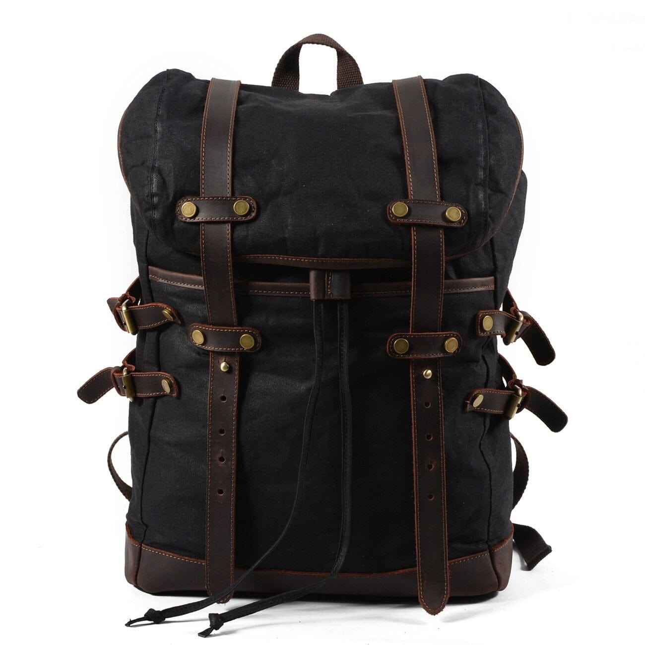 canvas and leather computer backpack Retro Backpack Esme, Black