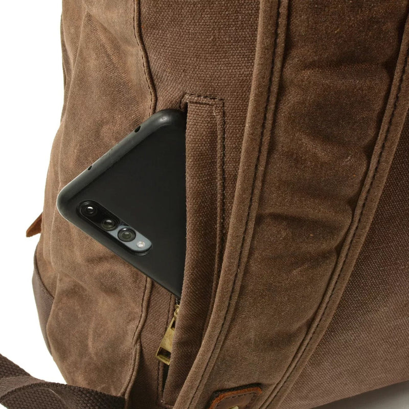 Vintage Backpack "Carpe Noctem"  Mobile Side Pocket - Gentcreate
