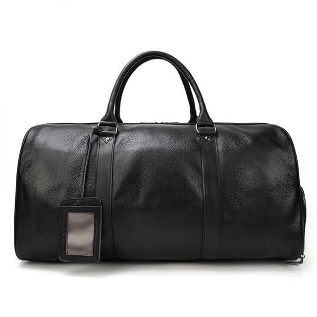 custom leather travel bag for men Leather Duffle Bag Medieval, Black