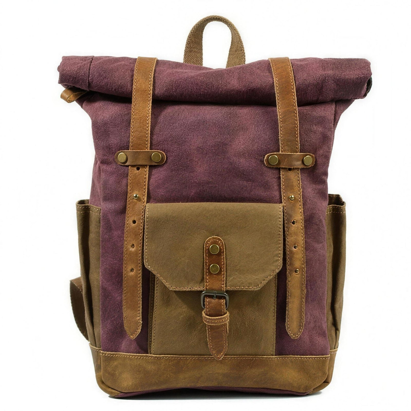 Retro Vintage Canvas Backpack Antiqua, Gray and Brown