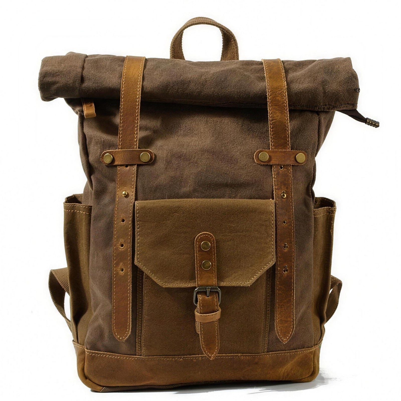 Retro Vintage Canvas Backpack Antiqua, Gray and Brown