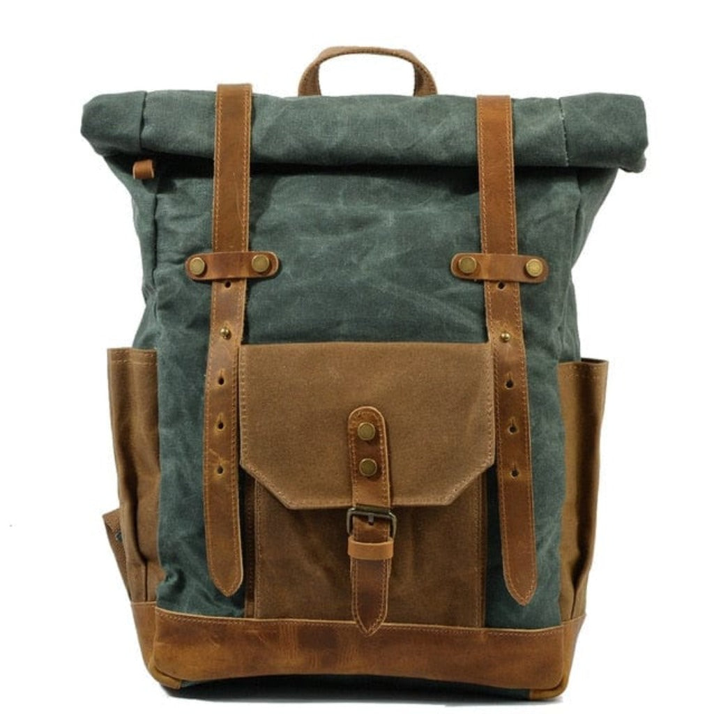 1946 bill roms vintage canvas and leather backpack Retro Vintage Canvas Backpack Antiqua, Gray and Brown