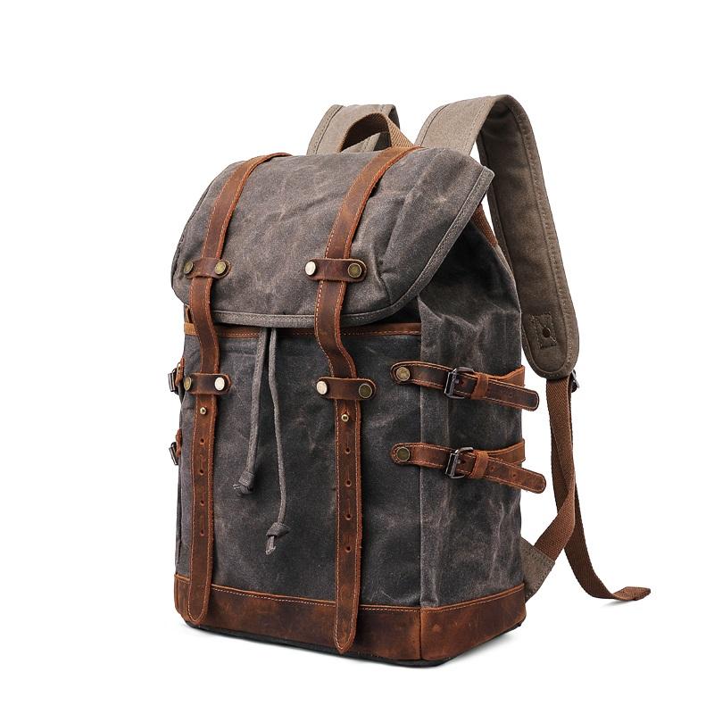 Retro Backpack "Esme" Gray Color From Side  - Gentcreate